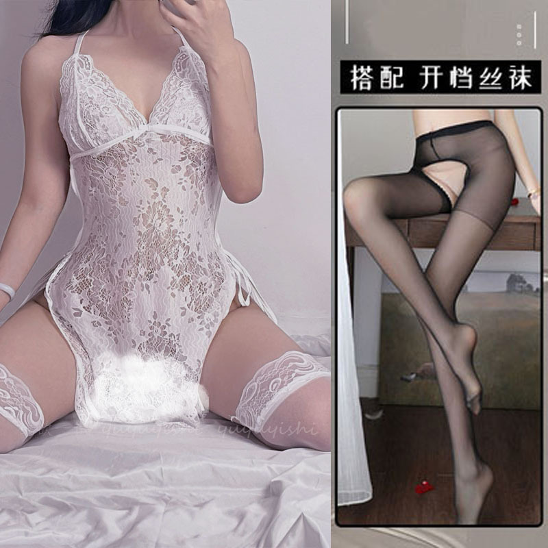 + 블랙 오픈 가랑이 양말