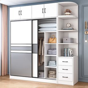 Xinheng Square Sliding Door Wardrobe Simple Household Bedroom Small Apartment Cabinet Rental Room Simple Wooden Children's Wardrobe