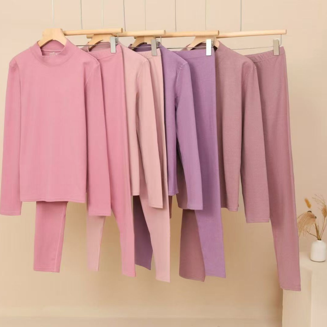 Solid Quality Thermal Underwear Set for Men and Women, Mid-Neck, Colorful, Non-Pilling, Skin-Friendly Autumn Clothes and Pants Wholesale