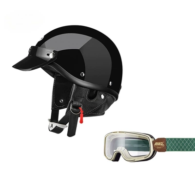 Cruise Motorcycle Women's Electric Vehicle: Motosiklet dəbilqələri - xs-glossy-black-white-frame-green-line-goggles-free-shipping-by-sf-express