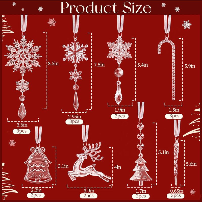 20個のクリスマスツリーはアクリルの雪のトナカイの氷柱のセットのクリスマスの装飾品の壁のパーティーの飾りを掛けます。|undefined
