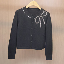 现货深圳南油货源2025年纯色修身气质百搭针织开衫外套