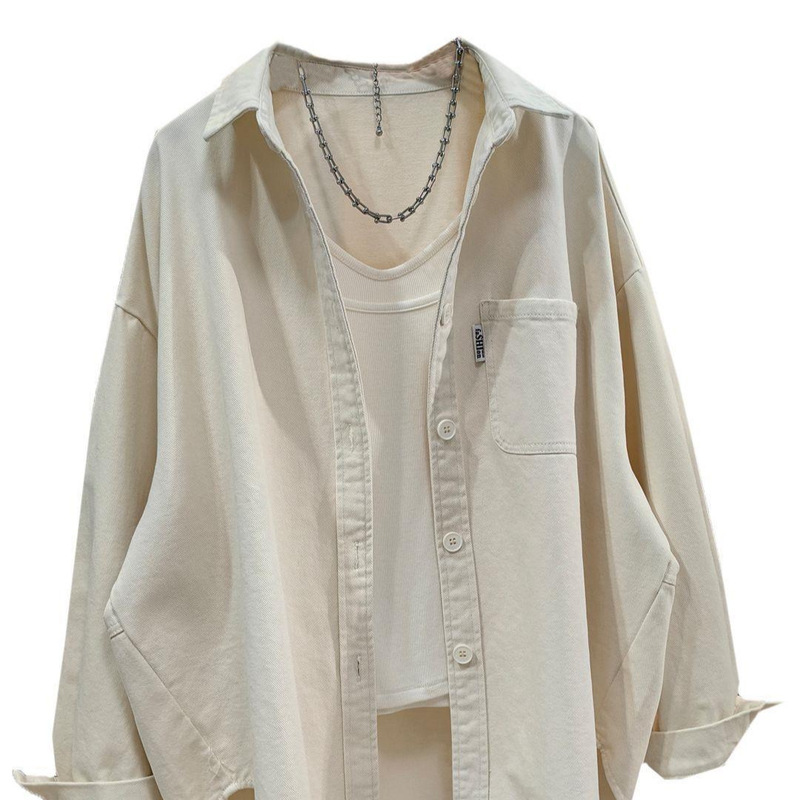 Denim Shirt Jacket for Women Spring and Autumn 2025 New Korean Style Casual Boyfriend Style Fashion Loose Top Black