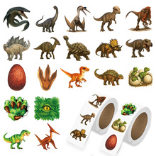 跨境恐龙世界贴纸卷儿童奖励diy手账文具手机装饰封口贴胶带批发