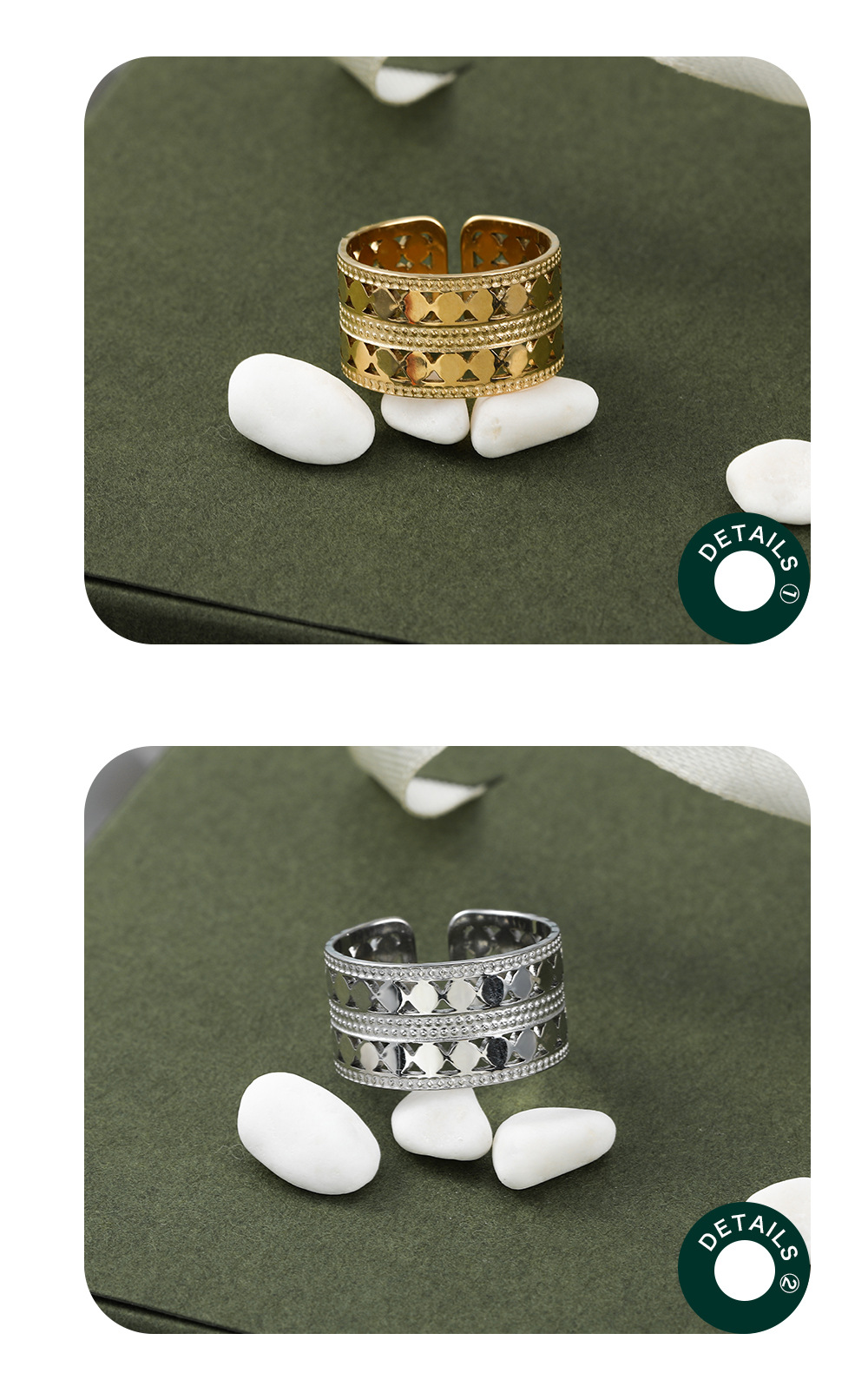 Fashion Geometric Square Stainless Steel Open Ring Plating No Inlaid Stainless Steel Rings