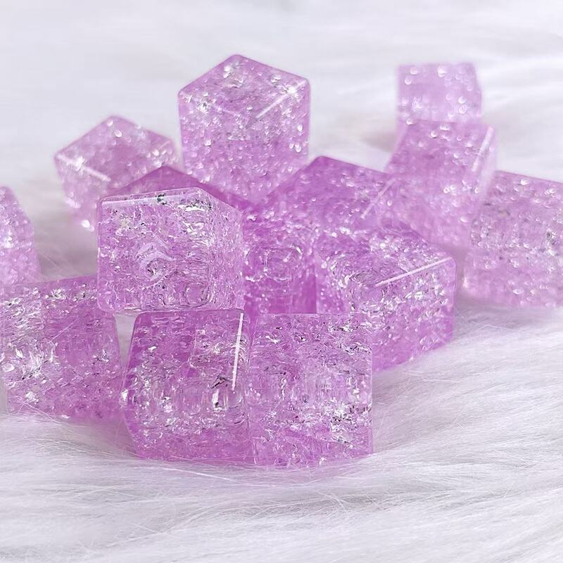 18mm爆花水晶仿真平面冰块方块DIY手工饰品配件材料彩色爆花冰裂|undefined