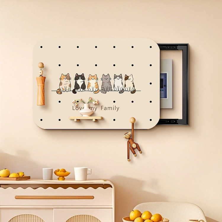 Cream-Colored Electric Meter Box Perforated Board Cover Decorative Shield Punch-Free Storage Rack Source Factory