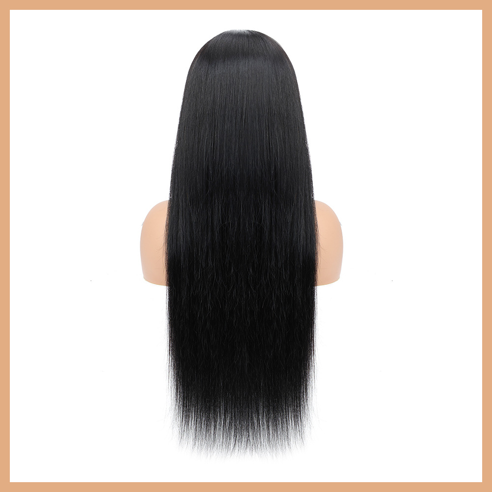 Xuchang peluca venta caliente transfronteriza sin pegamento 5*7 simulación de cabello largo y liso, casco de encaje para el cuero cabelludo, cabello real, cabello completo