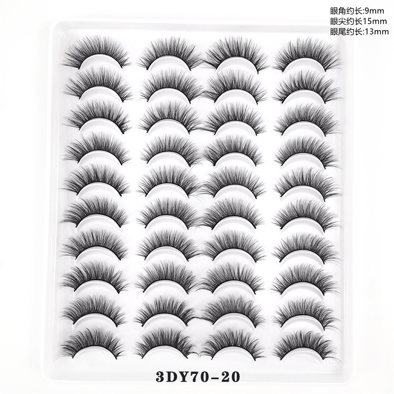 Fábrica al por mayor una caja de 20 pares de pestañas postizas 3D pestañas cortas naturales de varios niveles suministro transfronterizo europeo y americano