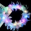 Highlight and lengthened 14 light plush rabbits ears glowing hair hoop push gold silk feathers glowing cat ear hoop