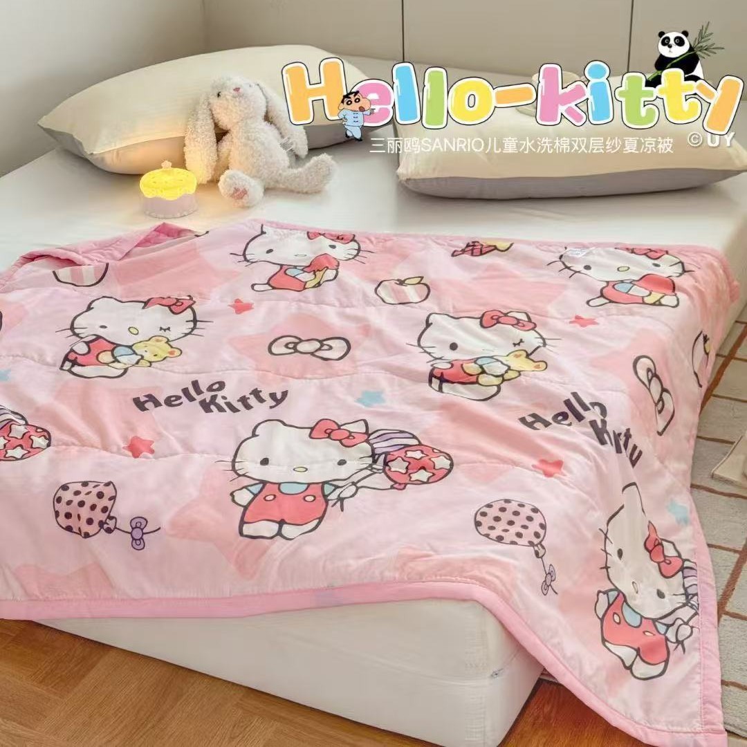 New Sanrio Cartoon Children's Summer Cool Quilt, Skin-Friendly and Soft Nap Quilt, Cloud Washed Cotton Air-Conditioned Quilt Wholesale