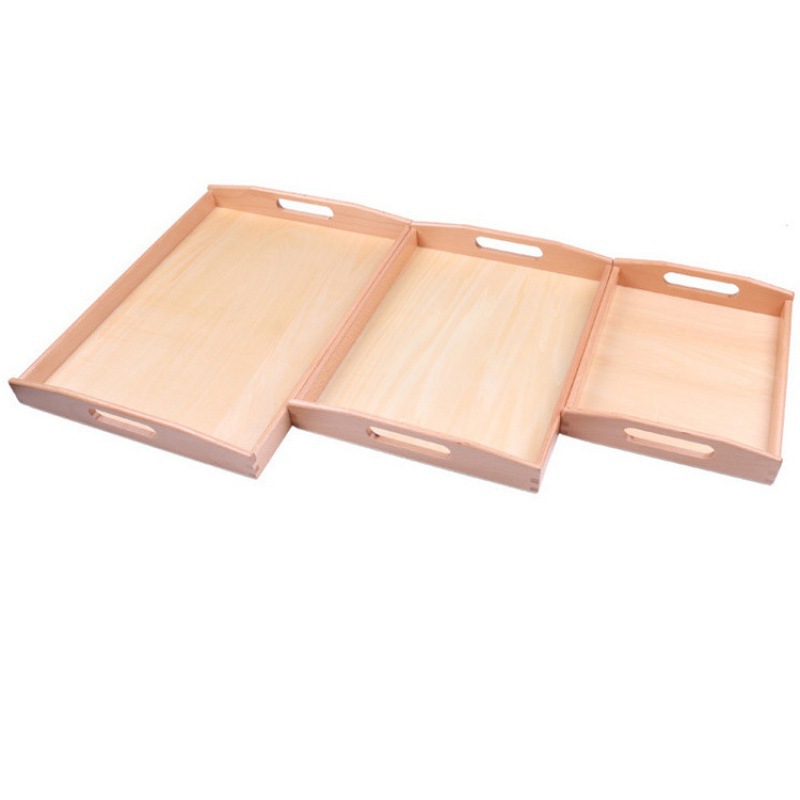 Montessori Early Education Center 3-6 años Montessori vida diaria jardín de infantes almacenamiento Haya bandeja rectangular