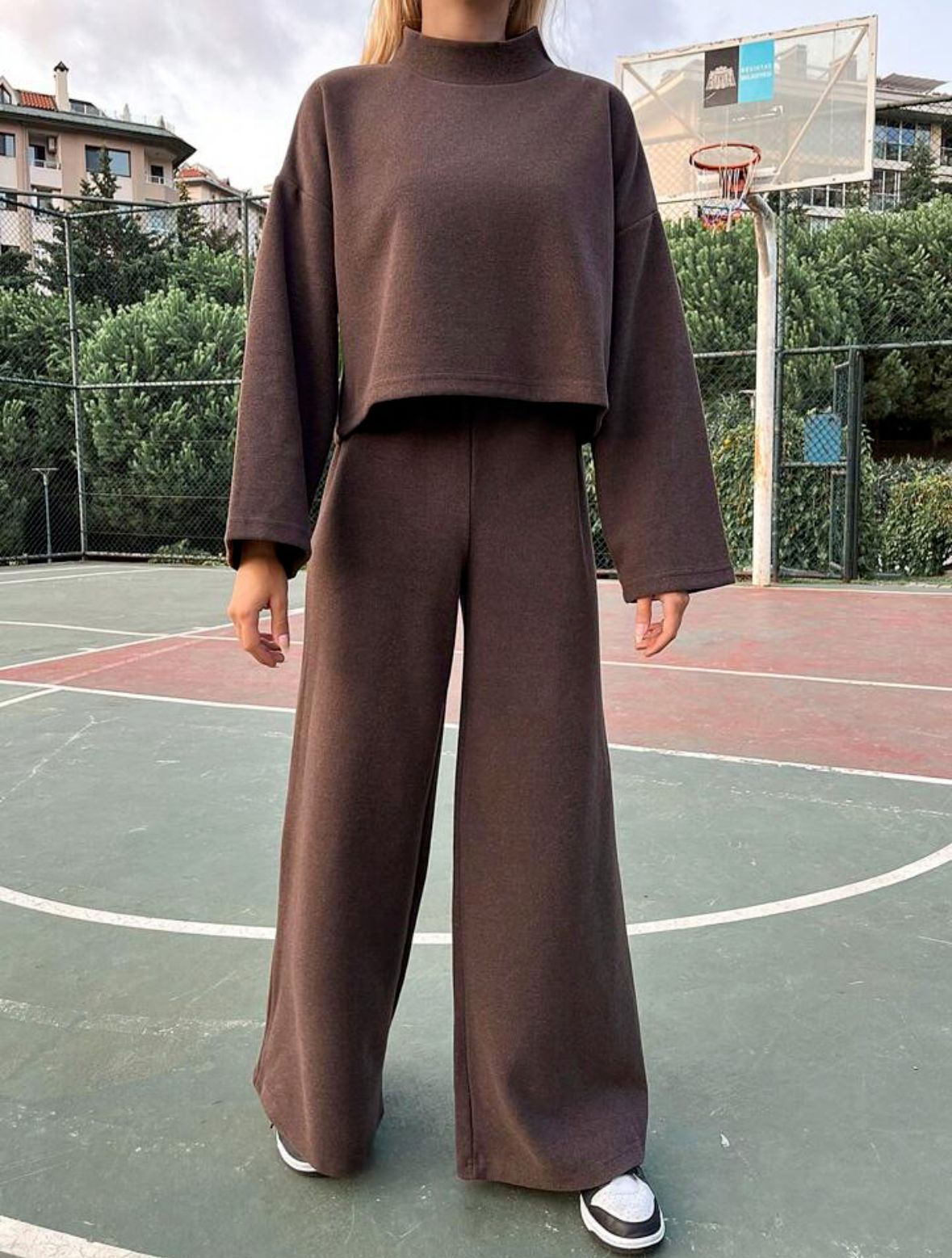 Damenbekleidung Herbst lässig faulen Stil gestrickte langärmelige Tops locker und bequem Hosenanzug_voghion.com