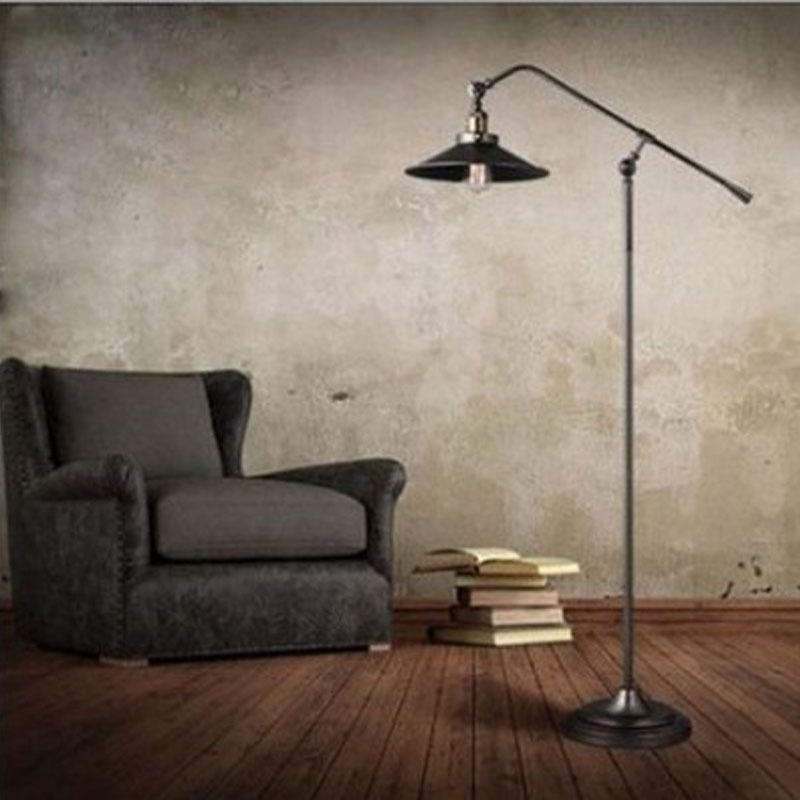 New American Industrial Style Floor Lamp Retro Nostalgic Warehouse Study Living Room Bedroom Creative Long Arm Fishing Floor Lamp