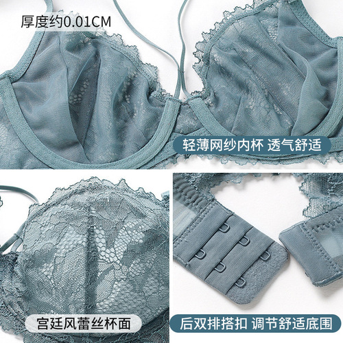 Cross-border pure lust style red bra sexy lace underwear set women's thin push-up foreign trade bra set