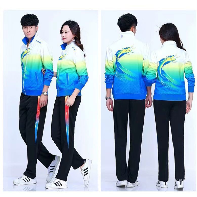 春と秋のスポーツ服セット男女アウトドアスポーツトレーニング競技服中国龍競技服セット|undefined