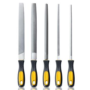 File Set with High Carbon Steel Flat, Half-Round, Triangular, and Round Files for Metal and Woodworking