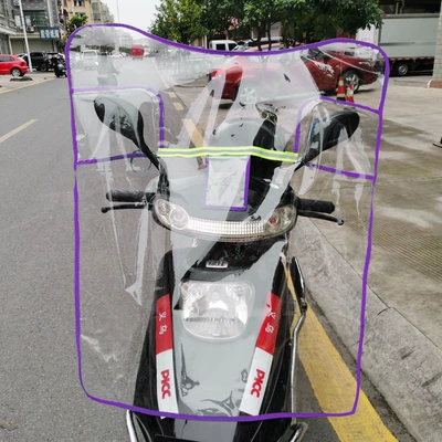windshield transparent heightening wide, Motorcycle front windshield - wind-deflector-purple-pocket-upgraded