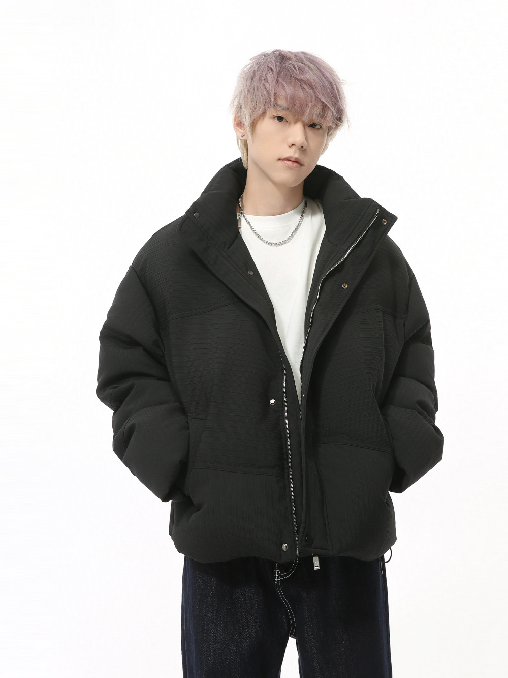 MTLCLOTHES Hombres| Nuevos productos de invierno coreano simple de color sólido corto cremallera cardigan algodón ropa casual