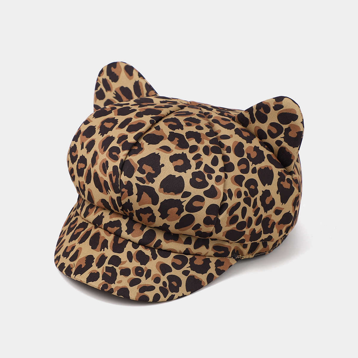Moda coreana retro orejas de gato sombrero octogonal patrón de animales sombrero lengua de moda primavera y verano sombrero pintor al aire libre