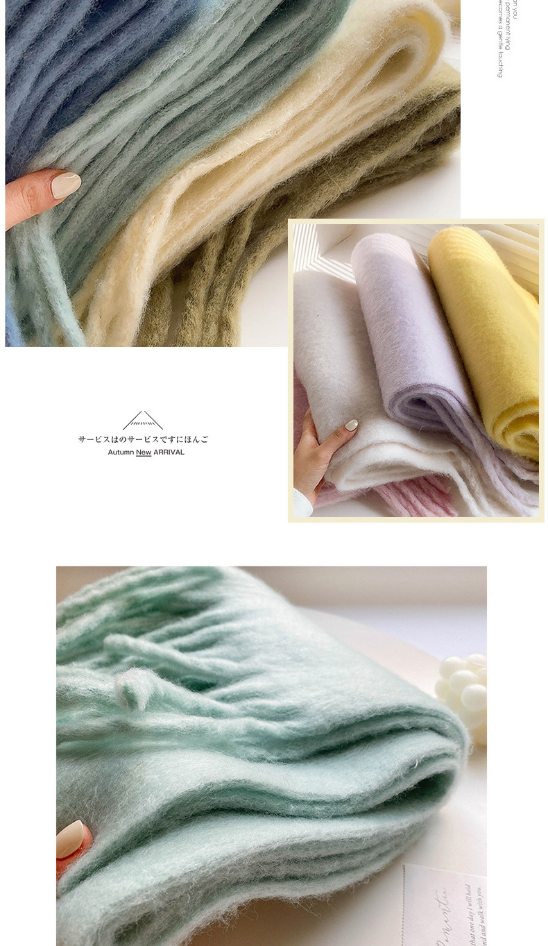 Fluffy Solid Scarf For Women Warm Winter Cashmere Style Shawl_voghion.com
