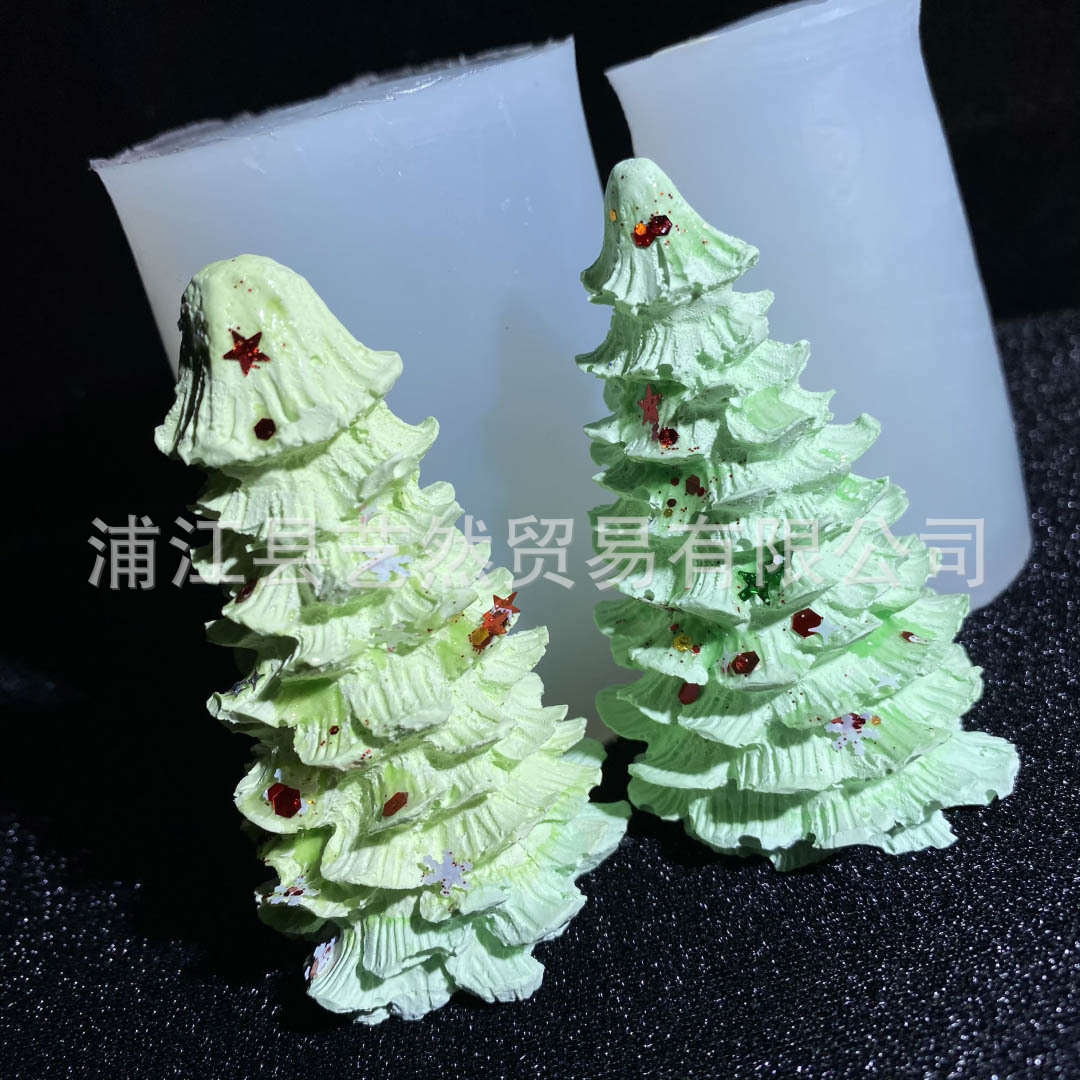 Gran tamaño pequeño árbol de Navidad cedro forma aromaterapia yeso vela molde DIY hornear decoración la torta