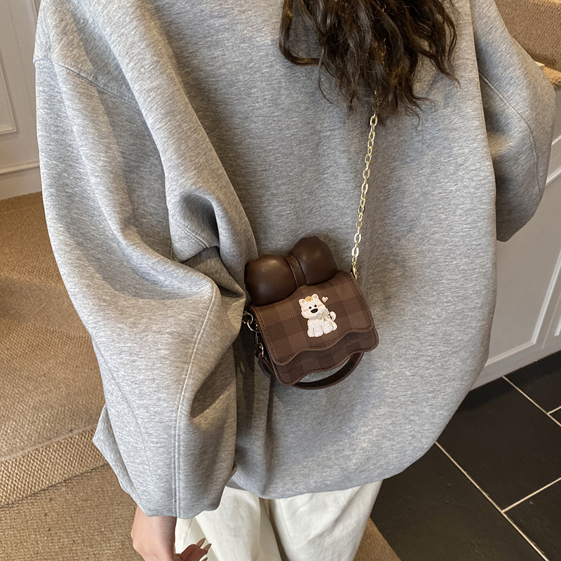 Cartoon perros, niñas y niñas, bolsas de hombro, lindas bolsas de arco, bolsas de celosía, nuevos bolsos de cadena para niños, moda