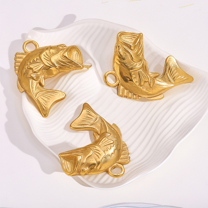 DIY Jewelry Accessories Classification 1 Piece Quantity 1 Piece 304 Stainless Steel PVD Coated Real Gold Plated Hippocampus Bow Knot Shell Polished Pendant DIY Jewelry Accessories