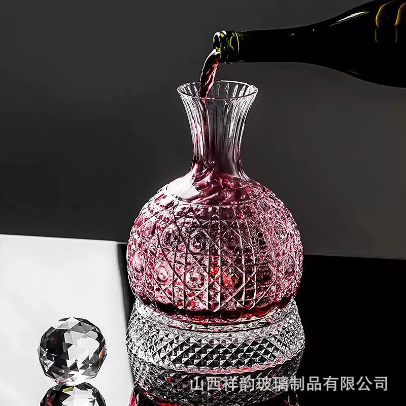 Набор для вина: хрустальный круглый декантер 1,5 л с бокалами Burgundy и вращающимся аэратором