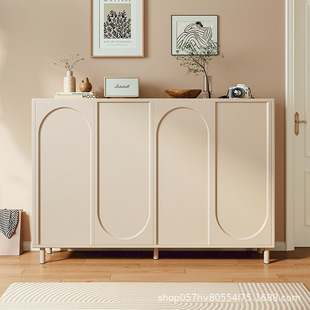 Cream-Colored Shoe Cabinet with Integrated Storage at the Entrance, Economical New Model Popular Shoe Rack for Home Entryway
