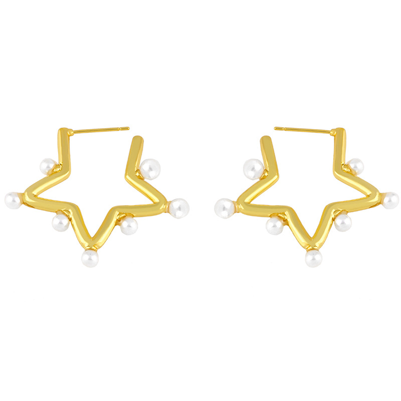 Boucles D&#39;oreilles Coeur Étoile Pentagonale display picture 4