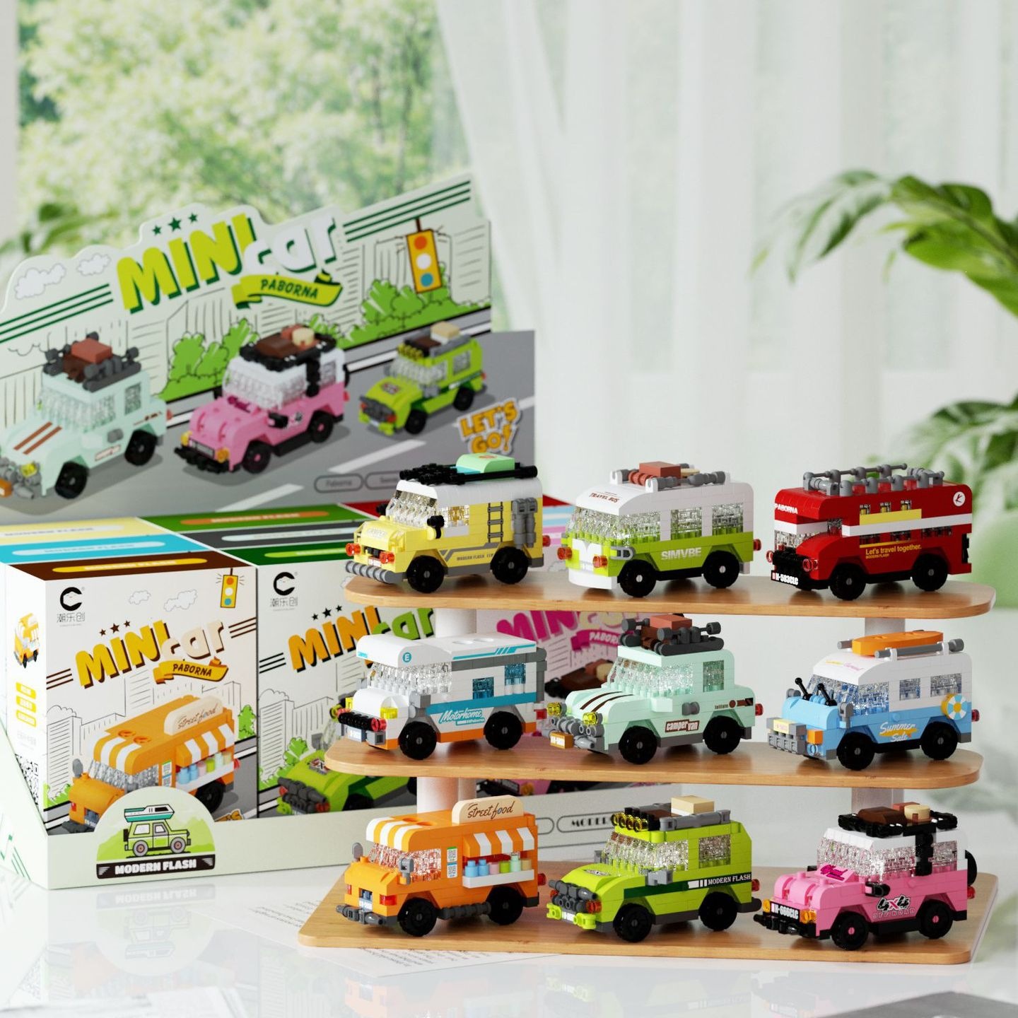 Compatible con los automóviles de construcción de bloques, autobuses, vehículos todoterreno, adornos de alto modelo, juguetes de puzzle para niños, regalos del 1 de junio