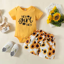 速卖通0-24个月婴儿连体衣套装宝宝哈衣出生婴儿短裤两件套睡衣