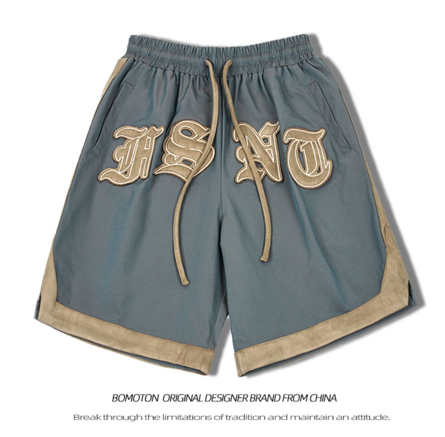 Marca de moda callejera europea y americana 2024 primavera y verano nuevo producto ligero camaleón contraste color bordado moda deportes casual pantalones cortos hombres