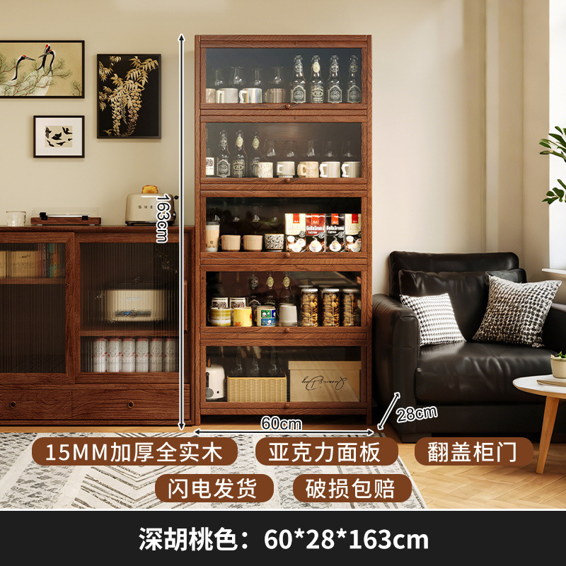 Portavasos de madera de estilo medio, mesa de comedor, estante de almacenamiento de tazas, taza de café, taza de agua, taza de té, armario de almacenamiento a prueba de polvo