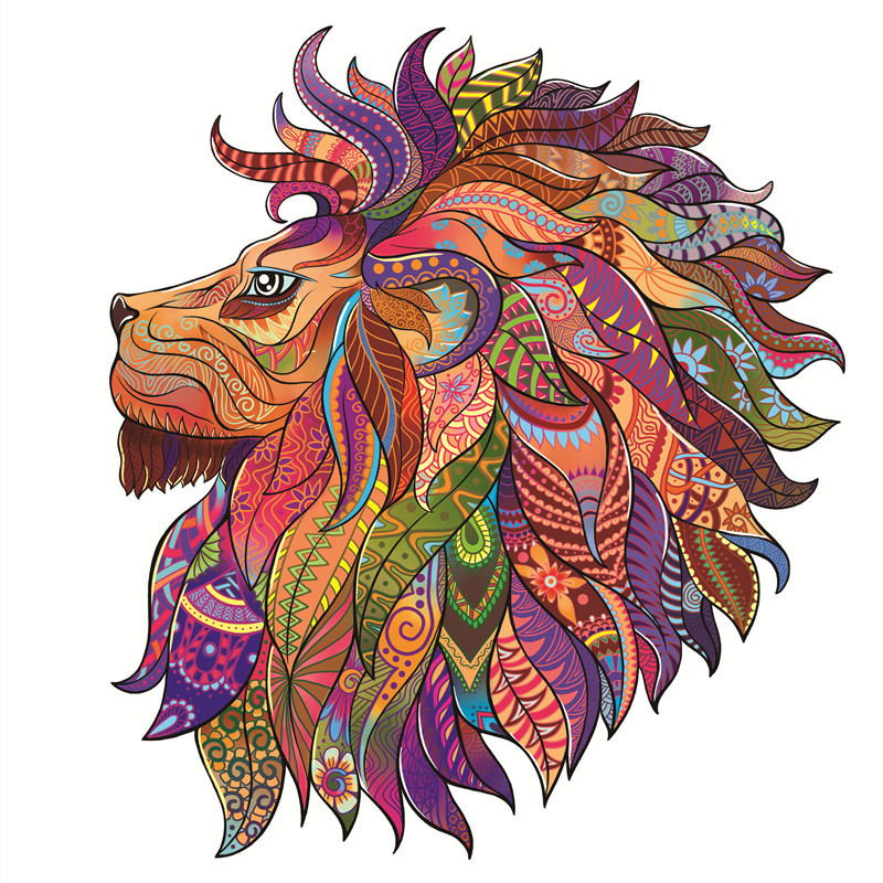 Lobo transfronterizo, león, animal, rompecabezas de madera en forma al por mayor, rompecabezas de madera irregular, juguetes de rompecabezas transfronterizos