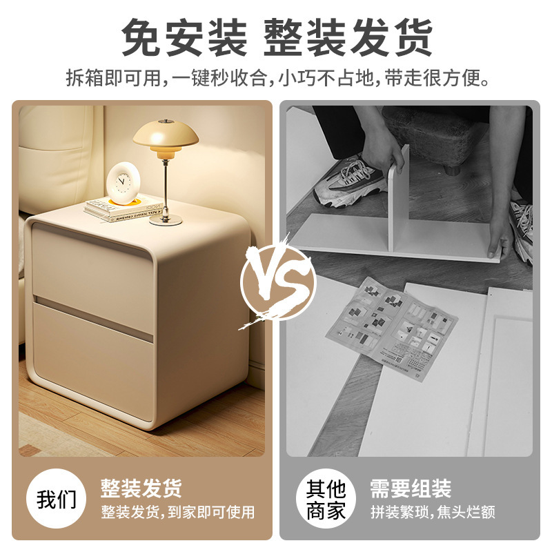 Luz de mesita de noche de lujo Alto sentido pequeño Gabinete lateral de madera maciza simple moderno gabinete de almacenamiento de dormitorio creativo de viento crema