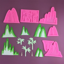 大小号山峰硅胶模具石膏滴胶树脂模diy竹子形状巧克力蛋糕装饰模