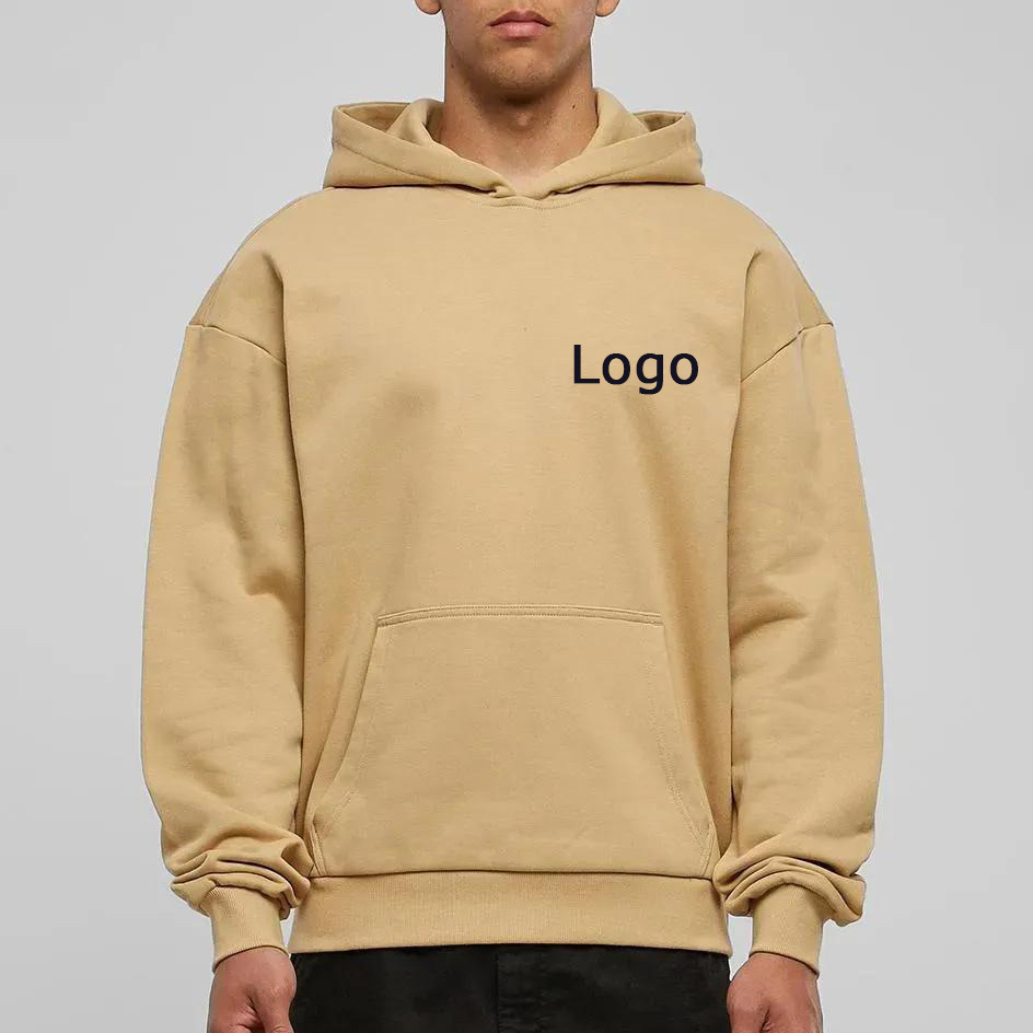 Wholesale Men's Hooded Sweatshirt with Loose Fit, Front Pocket, Pullover Style, Ribbed Cuffs, Custom Design, Loose Fit Hoodie