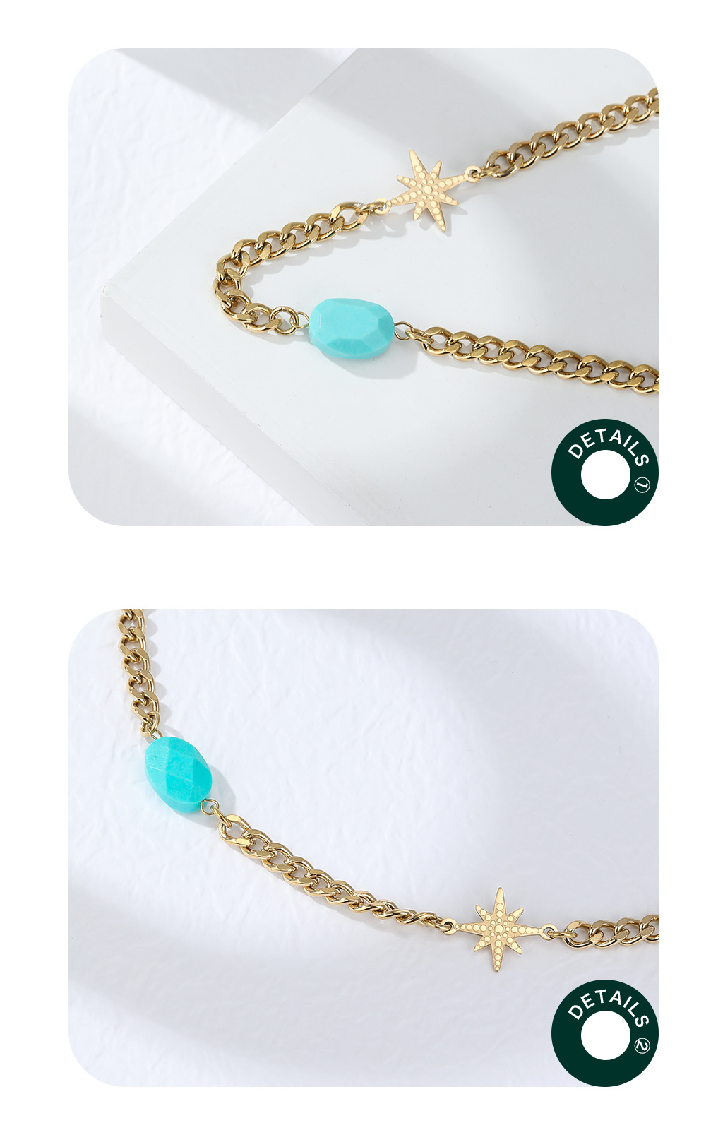 Fashion Geometric Stainless Steel Necklace Plating Natural Stone Stainless Steel Necklaces_colorza_4