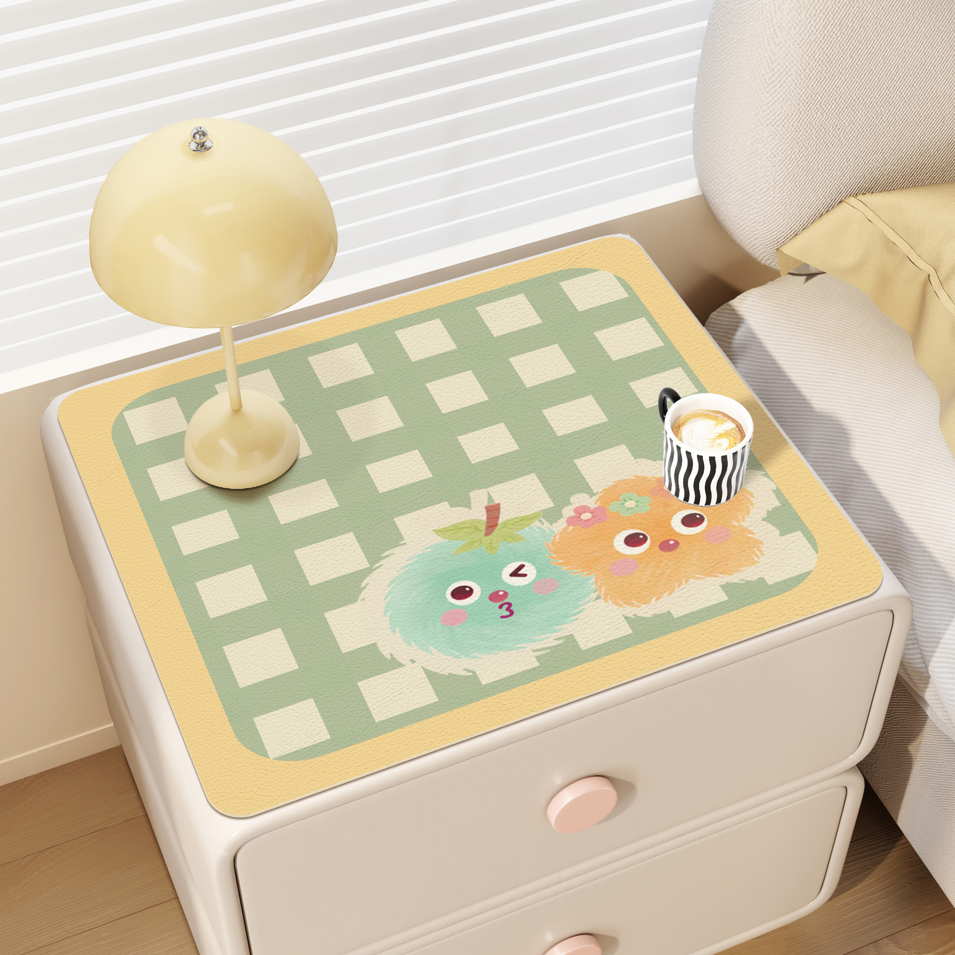 Double-sided Bedside Table Mat Cartoon Tablecloth Waterproof Oil-proof Anti-scalding Table Mat Washing Machine TV Cabinet Dust-proof Mat Wash-free Mat