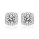 Shake Sound Explosions S925 Silver Needle Six-claw Earrings Simulation Mosan Diamond Princess Square Bag Round Bag Earrings Women's Love Earrings