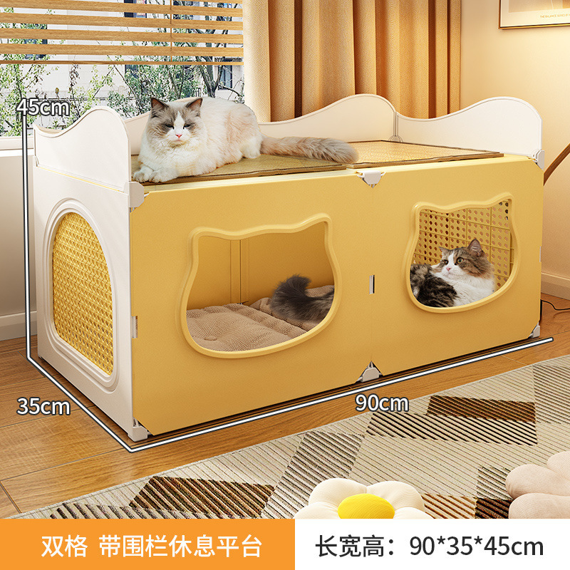 猫窝四季通用封闭式安全感猫窝夏季散热凉快超大号上下铺两层别墅|undefined