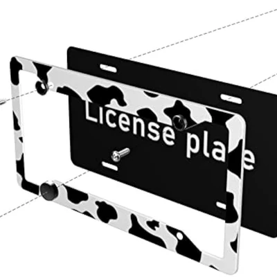Cross-border cow license plate frame black: License plate holder/license plate holder