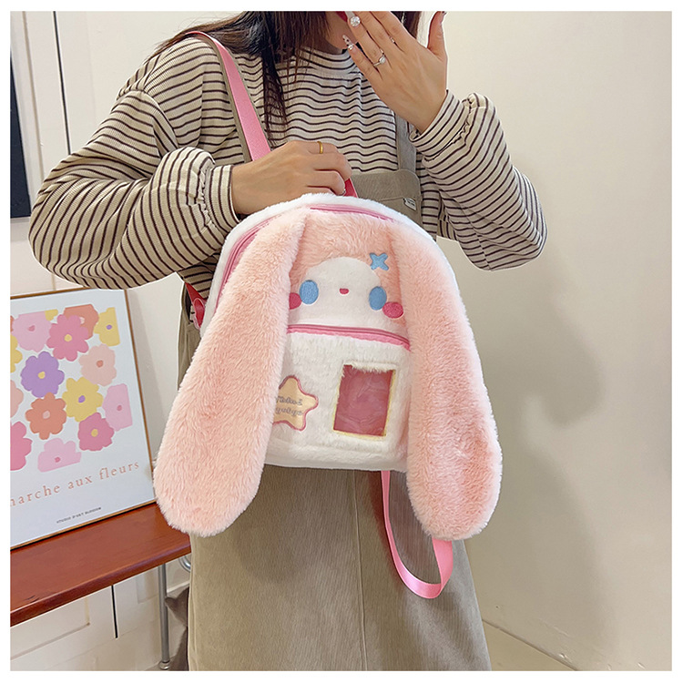 717g Weight Zipper Closure Type Double Shoulder Straps Strap Type Functional Backpack Bags Type Casual, Holiday Occasion Plush Material Women's Backpack Backpack Animal, Cartoon Pattern Spring, Autumn&Winter Season Women's Gender Cute Style Square Shape Animal Cartoon Casual Holiday Women's Backpack Functional Backpack 19