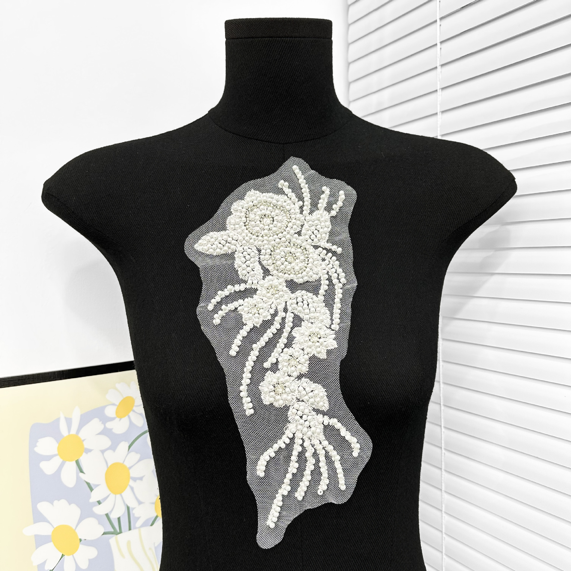 Nuevo trabajo pesado bordado flor de tela vestido de boda accesorios de decoración de collar DIY accesorios hechos a mano H8014