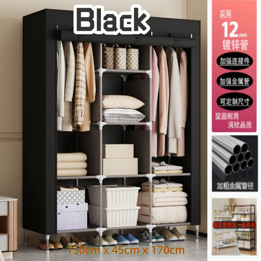 Simple Wardrobe with Hanging Clothes Area, Dustproof, Economical Household Storage Metal Simple Wardrobe, Factory Direct Sale