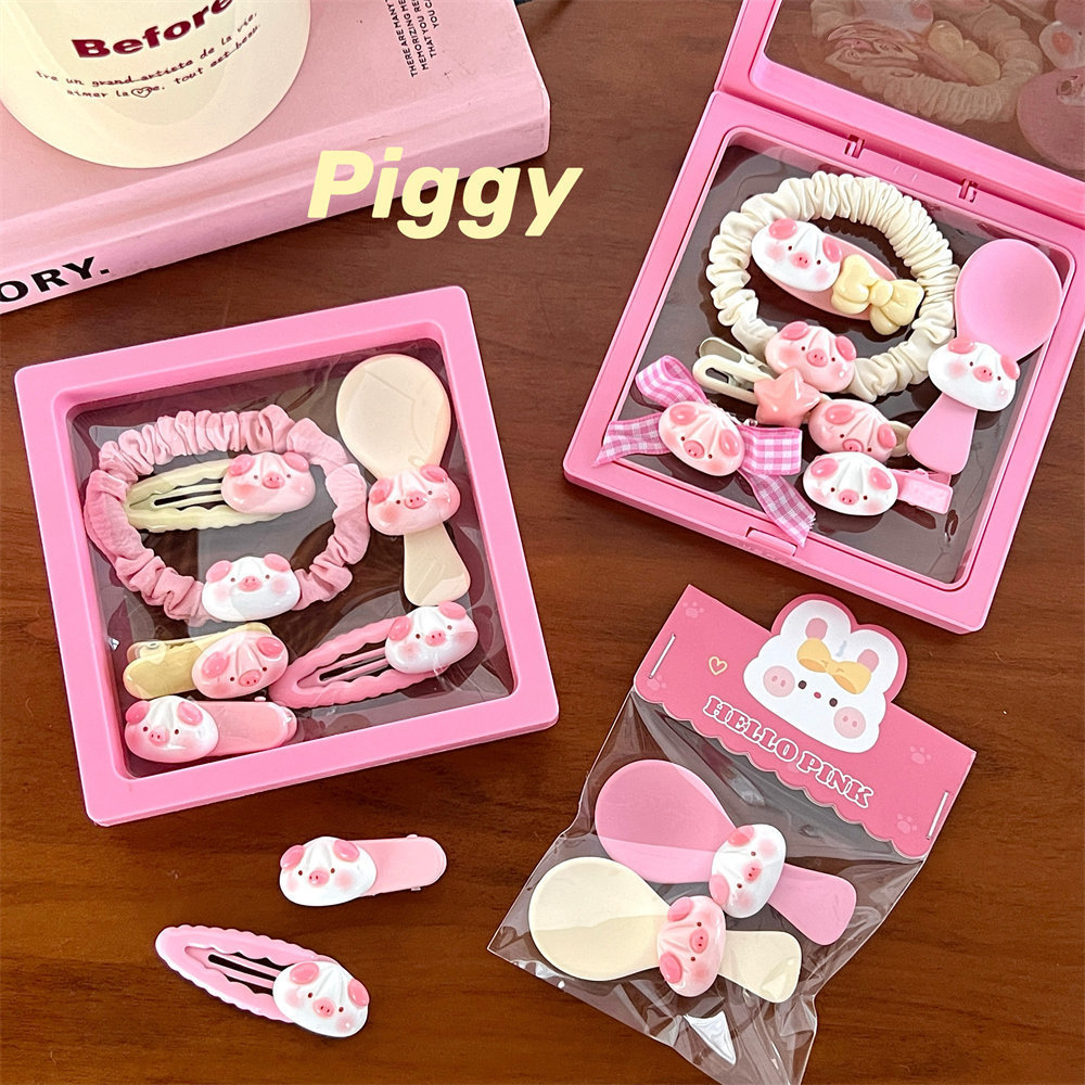 Creativo lindo cerdo cuchara de pico de pato clip horquilla dulce niña conejo flequillos clip lateral horquilla rota accesorios para el cabello