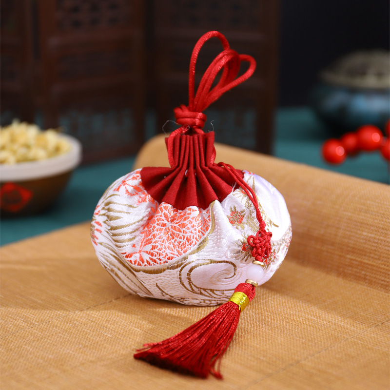 Dragon Boat Festival bolsita estilo antiguo bolsa de loto accesorios Hanfu adornos bolsa vacía embalaje Halter portátil coche colgando aromaterapia repelente de mosquitos