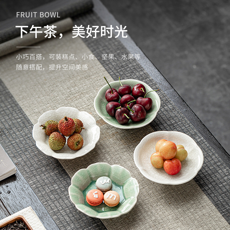 Ceramic Small Tall Plate, Refreshment Plate, Afternoon Tea Snack Plate, Retro Zen Snack Snack Plate, Teapot Pot Support